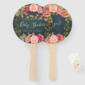 Blumenchic-Rose Babydusche Begrüßung Gefallen Fächer (Vorne und Hinten)