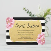 Blumenchic Sweet 16 Birthday Einladung / Imitats F (Stehend Vorderseite)