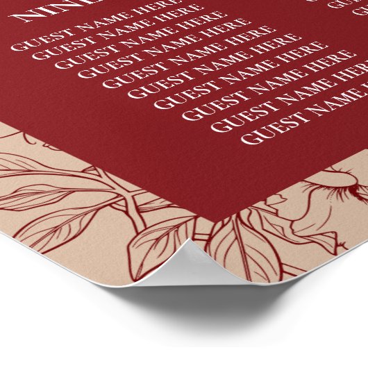 Blumenchinesisch Hochzeit 12 Tafelsitzkarten Poster (Ecke)