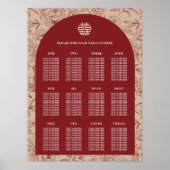 Blumenchinesisch Hochzeit 12 Tafelsitzkarten Poster (Vorne)