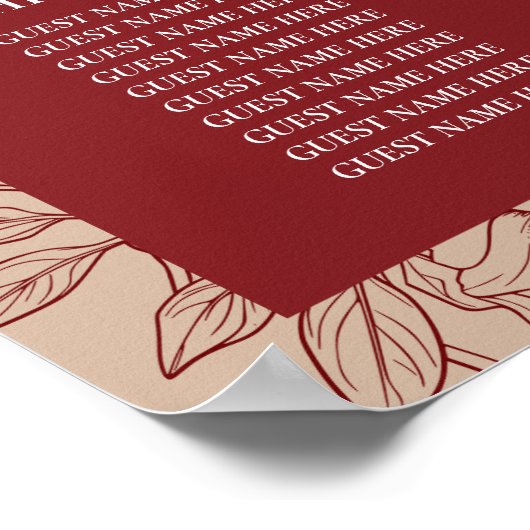 Blumenchinesisch Hochzeit 16 Tafelsitzkarten Poster (Ecke)