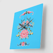 Blumenchinesischer Design-Uhr Quadratische Wanduhr (Winkel)