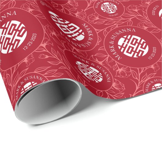 Blumenchinesisches traditionelles Hochzeitspapier Geschenkpapier (Rolleneckpunkt)