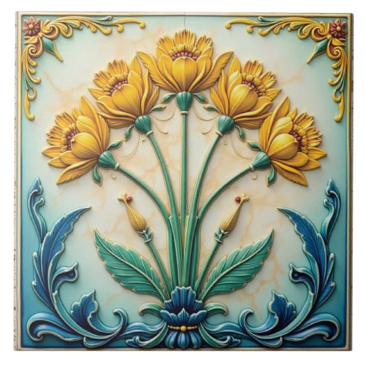 Blumenchor in Gelb Fliese (Vorderseite)