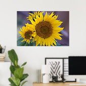Blumencluster Sonnenblumen Nah-up-Foto Poster (Heimbüro)