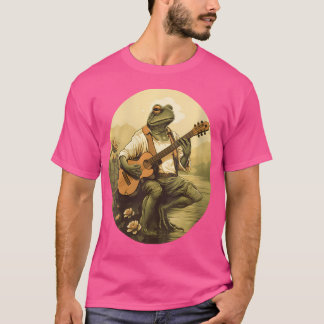 Blumencockner-Frosch Acoustic Gitarre spielen T-Shirt