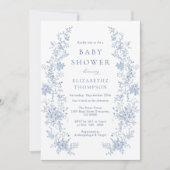 Blumencocktail Blue Baby Dusche Einladung (Vorderseite)