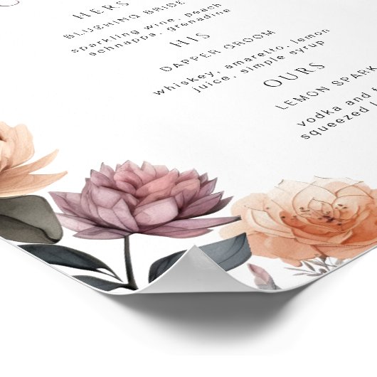 Blumencocktail Hochzeitstipendium Poster (Ecke)