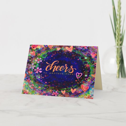 Blumencocktail zum Hübschen Jahr Karte (Vorderseite)