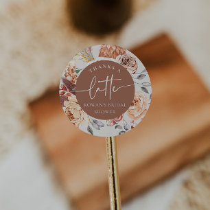 Blumencoffee-Thema "Danke an Latte"-Brautparty Runder Aufkleber