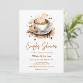 Blumencoffee Wedding Foto Paare Brautparty Einladung (Stehend Vorderseite)