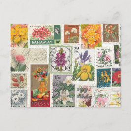 BlumenCollage - Weltweite Briefmarke Postkarte