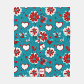 Blumencoquette Herz und Blume, Monogramm Fleecedecke (Vorderseite)