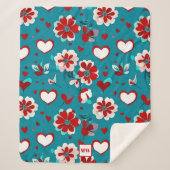 Blumencoquette Herz und Blume, Monogramm Sherpadecke (Vorderseite)