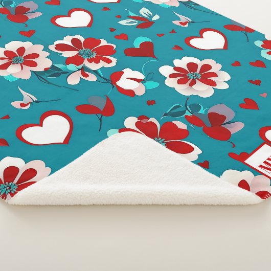 Blumencoquette Herz und Blume, Monogramm Sherpadecke (3/4)
