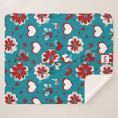 Blumencoquette Herz und Blume, Monogramm Sherpadecke (Vorderseite (Horizontal))