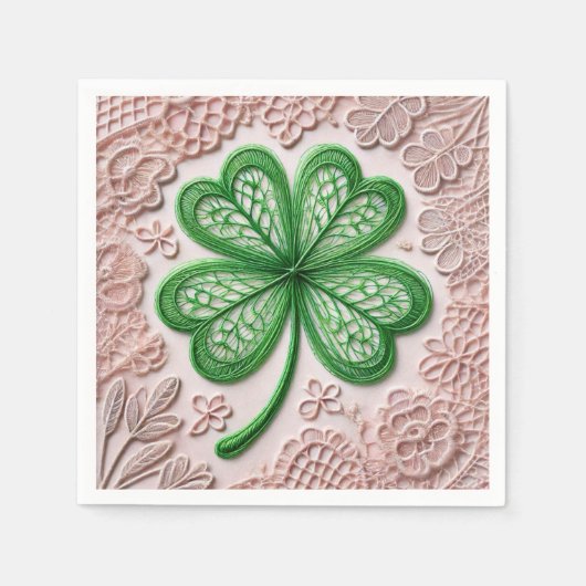Blumencoquette Kleeblatt St Patrick's Day Serviette (Vorderseite)