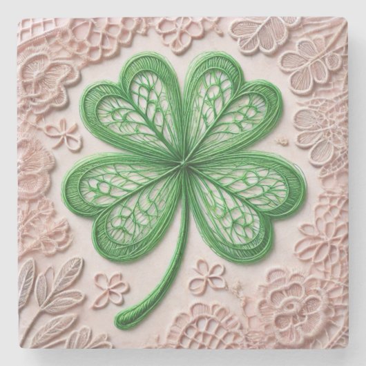 Blumencoquette Kleeblatt St Patrick's Day Steinuntersetzer (Vorderseite)