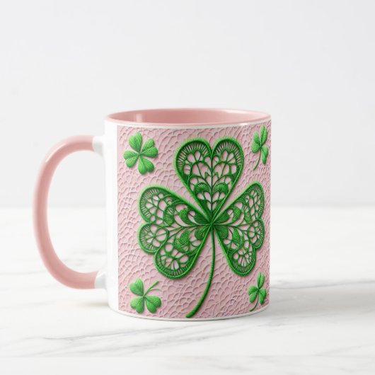 Blumencoquette Kleeblatt St Patrick's Day Tasse (Links)