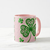 Blumencoquette Kleeblatt St Patrick's Day Tasse (VorderseiteRechts)