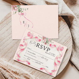 Blumencoquette Pink Bow Niedlich Vintage Hochzeit RSVP Karte