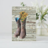 Blumencowboy Stiefel Western Hochzeit Einladung (Stehend Vorderseite)