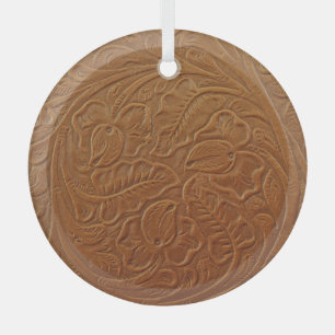 Blumencowboy-Western-Dekoration, braunes Leder. Ornament Aus Glas
