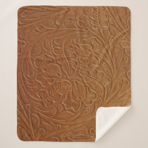 Blumencowboy-Western-Dekoration, braunes Leder. Sherpadecke