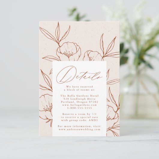 Blumencreme Cinnamon Hochzeiten Details Begleitkarte (Stehend Vorderseite)