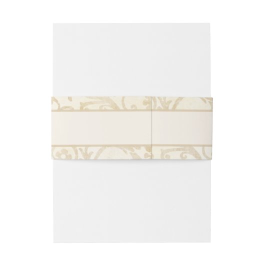 Blumendamast-Creme und beige Hochzeit Einladungsbanderole (Rückseitenbeispiel)