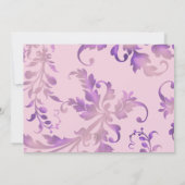 BlumenDamast Rosa und Lila Einladung zur Hochzeit (Rückseite)