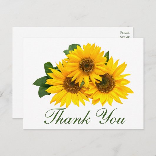 Blumendanken Sie der Hochzeit der gelben Sonnenblu Postkarte (Vorne/Hinten)
