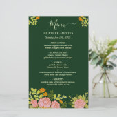 Blumendark Green Wedding Botanic Deco Menü (Stehend Vorderseite)