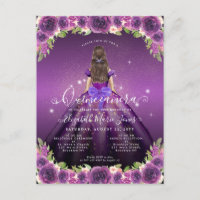 Blumendark Lila Gold Glam Prinzessin Quinceanera