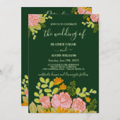 Blumendark Navy Blauer Hochzeitstag Einladung Bota (Vorne/Hinten)