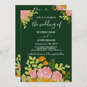 Blumendark Navy Blauer Hochzeitstag Einladung Bota (Vorne/Hinten)