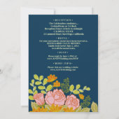 Blumendark Navy Blue Wedding Botanic Einladung (Rückseite)