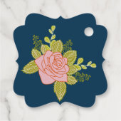 Blumendark Navy Blue Wedding Botanic Geschenkanhänger (Rückseite)