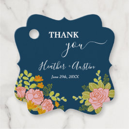 Blumendark Navy Blue Wedding Botanic Geschenkanhänger