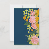 Blumendark Navy Blue Wedding Botanic RSVP Karte (Rückseite)