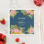 Blumendark Navy Blue Wedding Botanic Serviette (Beispiel)