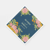 Blumendark Navy Blue Wedding Botanic Serviette (Ecke)