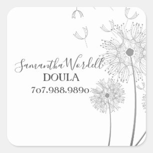 Blumendarstellung Geburtsstunde Doula oder Hebamme Quadratischer Aufkleber