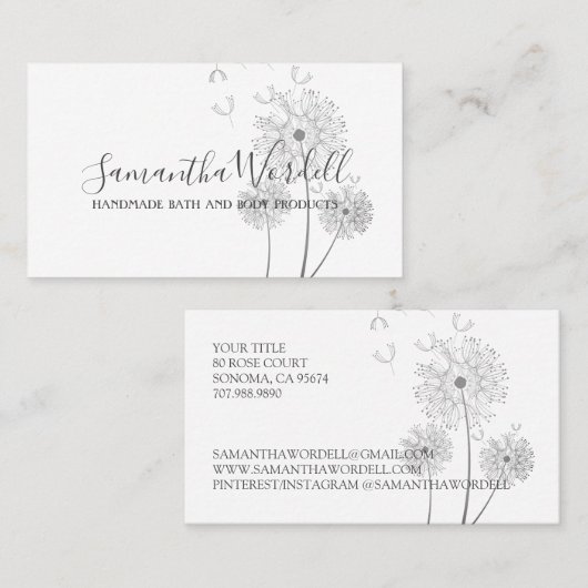 Blumendarstellung Handgemachte Bade- und Körperpro Visitenkarte (Vorne/Hinten)