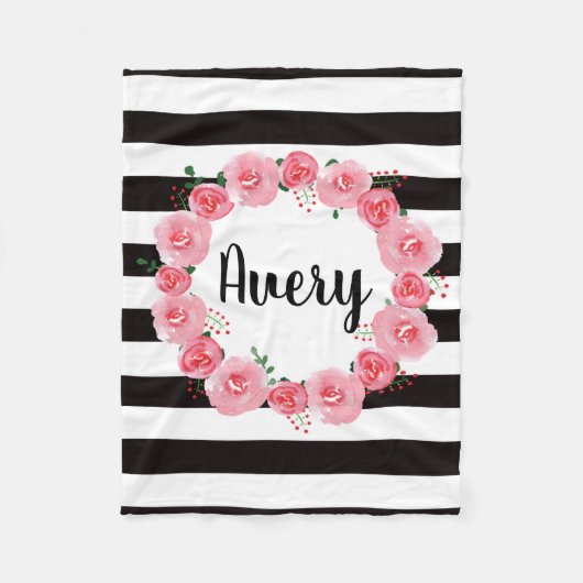 Blumendecke Fleece des personalisierten rosa (Vorderseite)