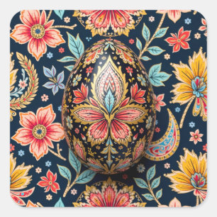 Blumendeckende Ostereier Quadratischer Aufkleber
