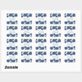 Blumendekadenz Save the Date Stickers, blau Quadratischer Aufkleber (Blatt)