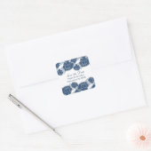 Blumendekadenz Save the Date Stickers, blau Quadratischer Aufkleber (Umschlag)
