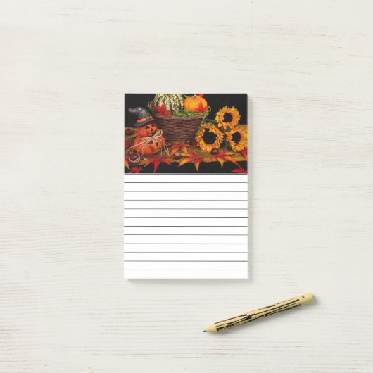 Blumendekor im Herbst Post-it Klebezettel (Auf Schreibtisch)