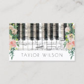 Blumendekor Pianist Musiklehrer Visitenkarte (Vorderseite)